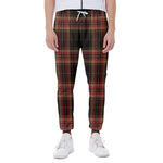 Black And Red Stewart Tartan Print Scuba Joggers