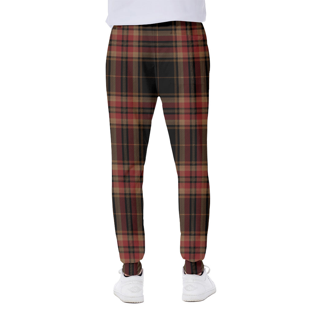 Black And Red Stewart Tartan Print Scuba Joggers