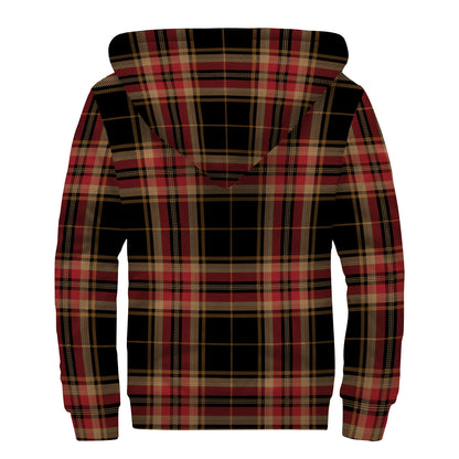 Black And Red Stewart Tartan Print Sherpa Lined Zip Up Hoodie