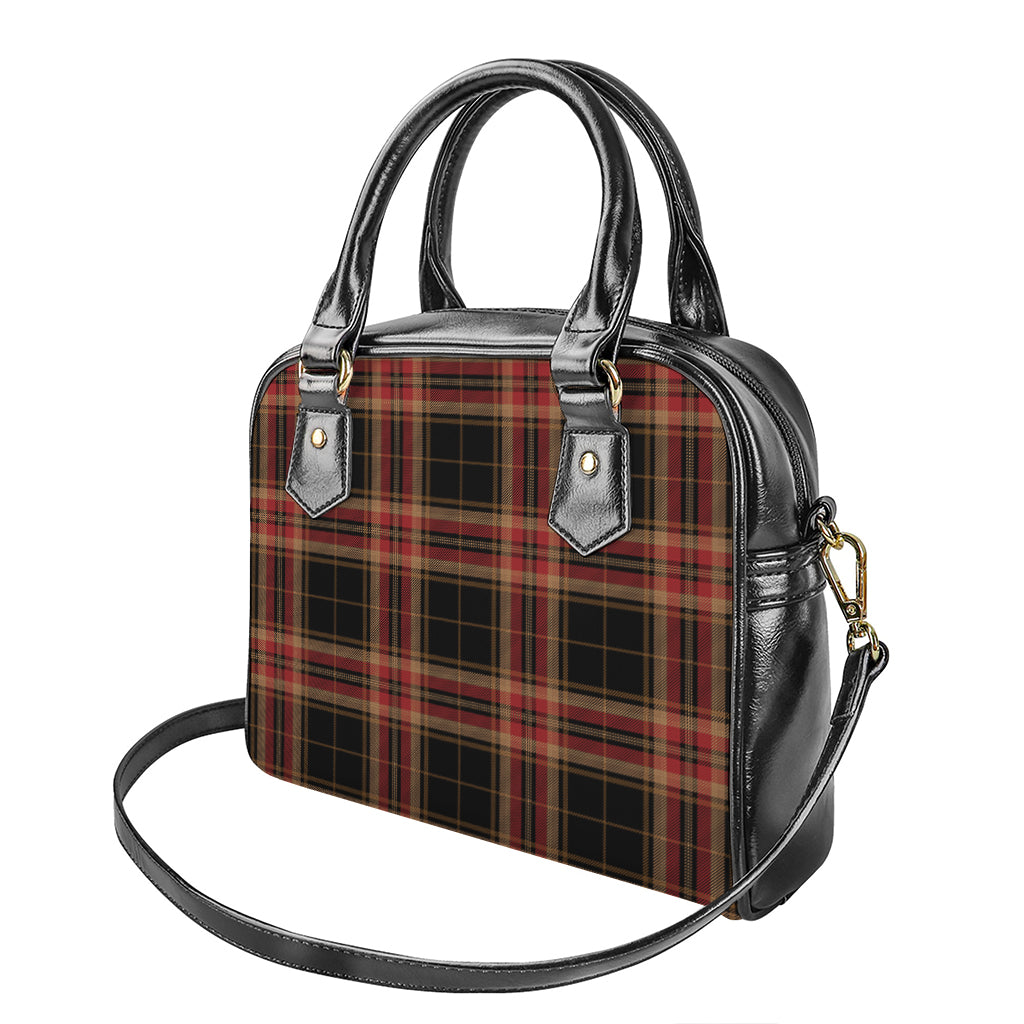 Black And Red Stewart Tartan Print Shoulder Handbag