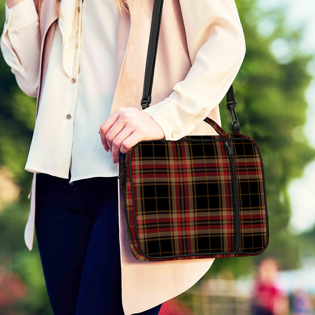 Black And Red Stewart Tartan Print Shoulder Strap Bible Bag