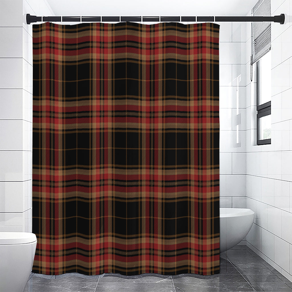 Black And Red Stewart Tartan Print Shower Curtain