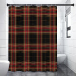 Black And Red Stewart Tartan Print Shower Curtain