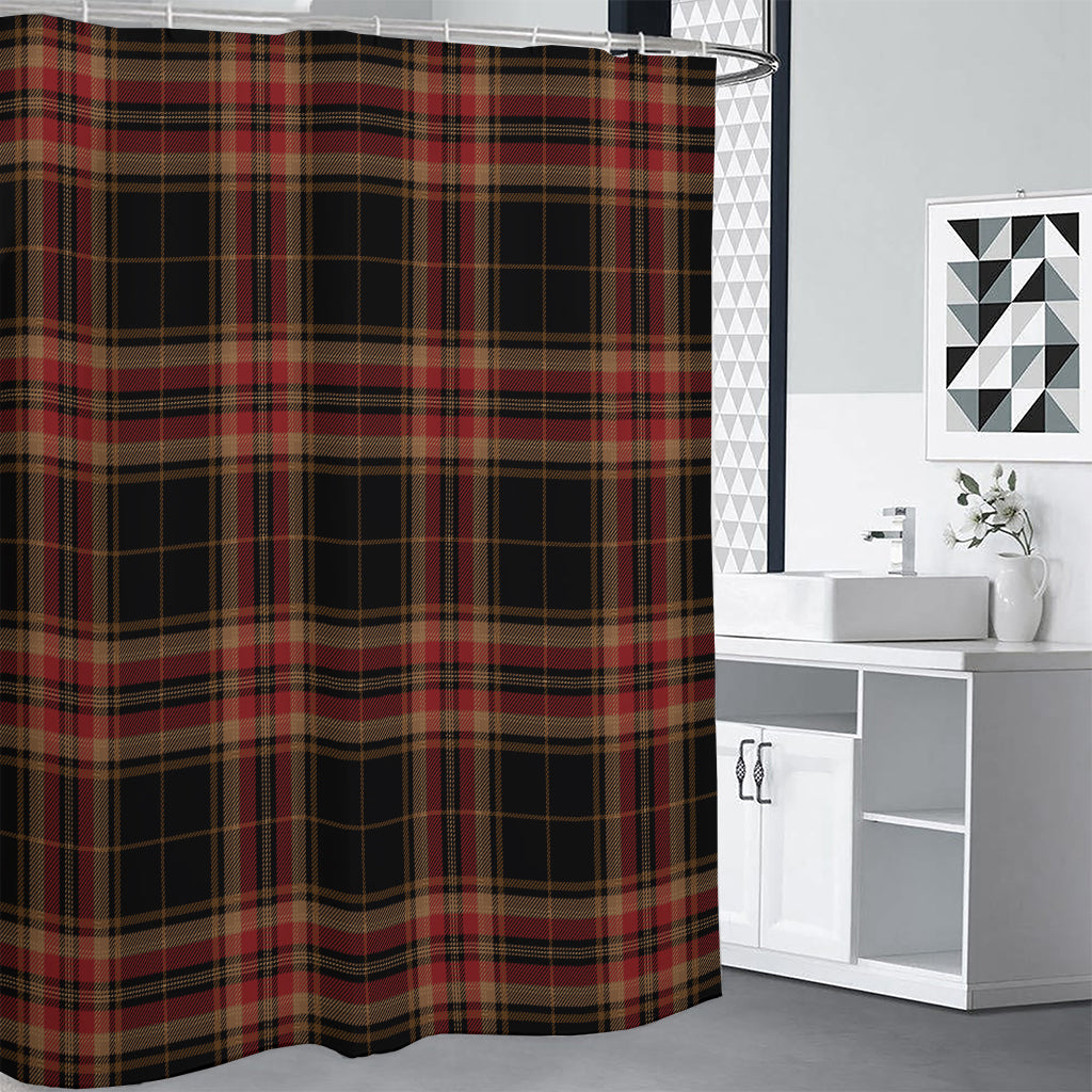 Black And Red Stewart Tartan Print Shower Curtain