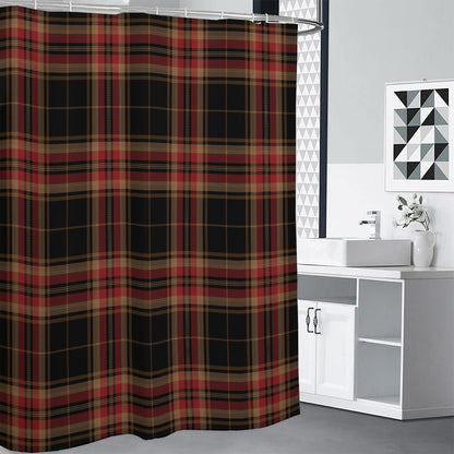 Black And Red Stewart Tartan Print Shower Curtain