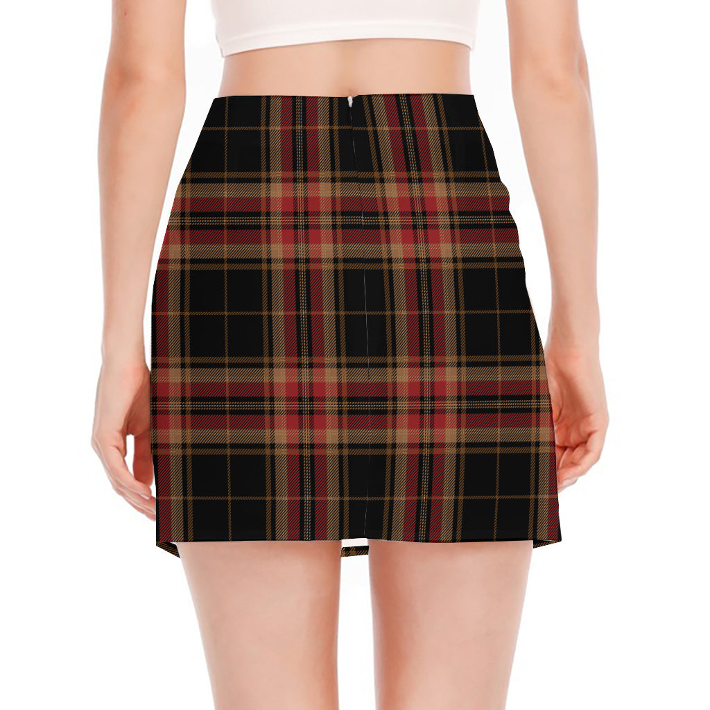 Black And Red Stewart Tartan Print Side Slit Mini Skirt