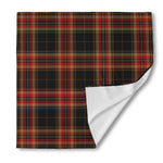 Black And Red Stewart Tartan Print Silk Bandana