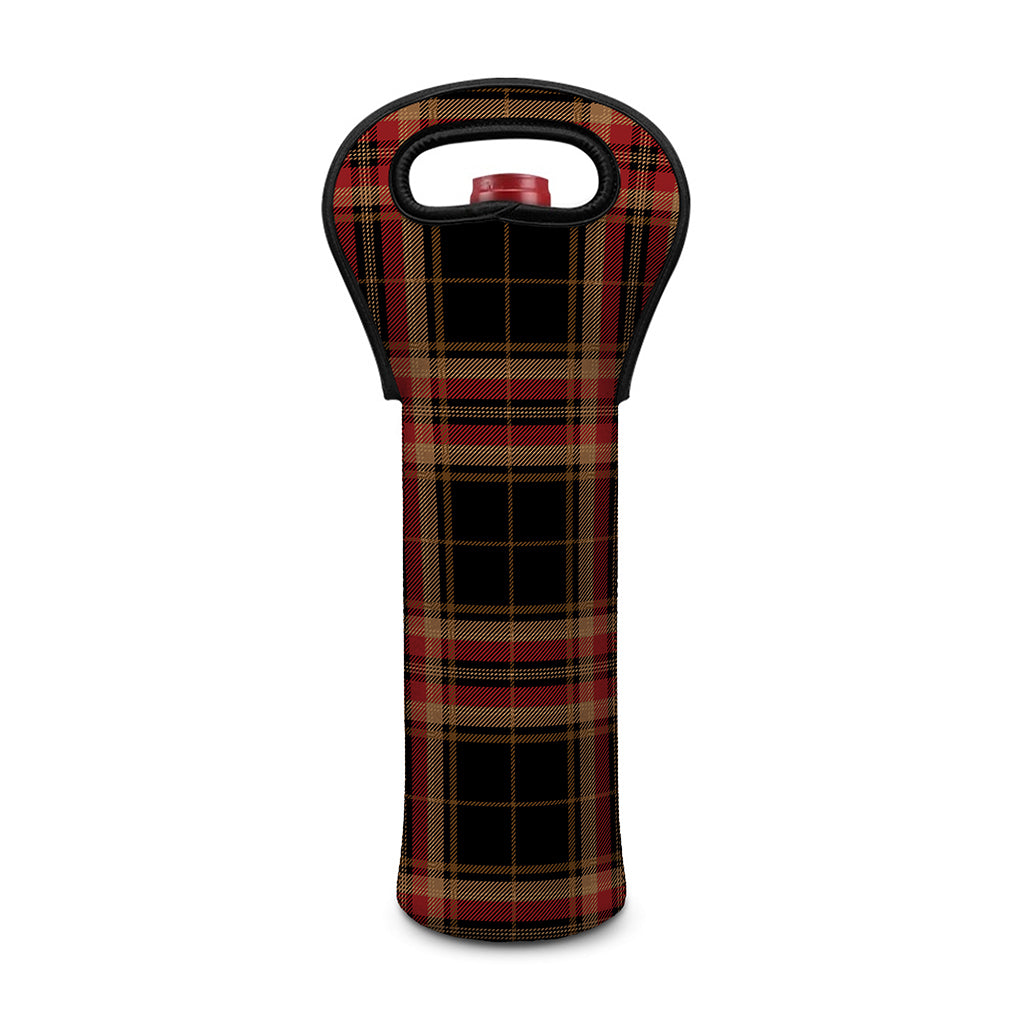Black And Red Stewart Tartan Print Single Neoprene Wine Tote