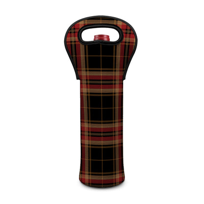 Black And Red Stewart Tartan Print Single Neoprene Wine Tote