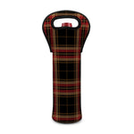 Black And Red Stewart Tartan Print Single Neoprene Wine Tote