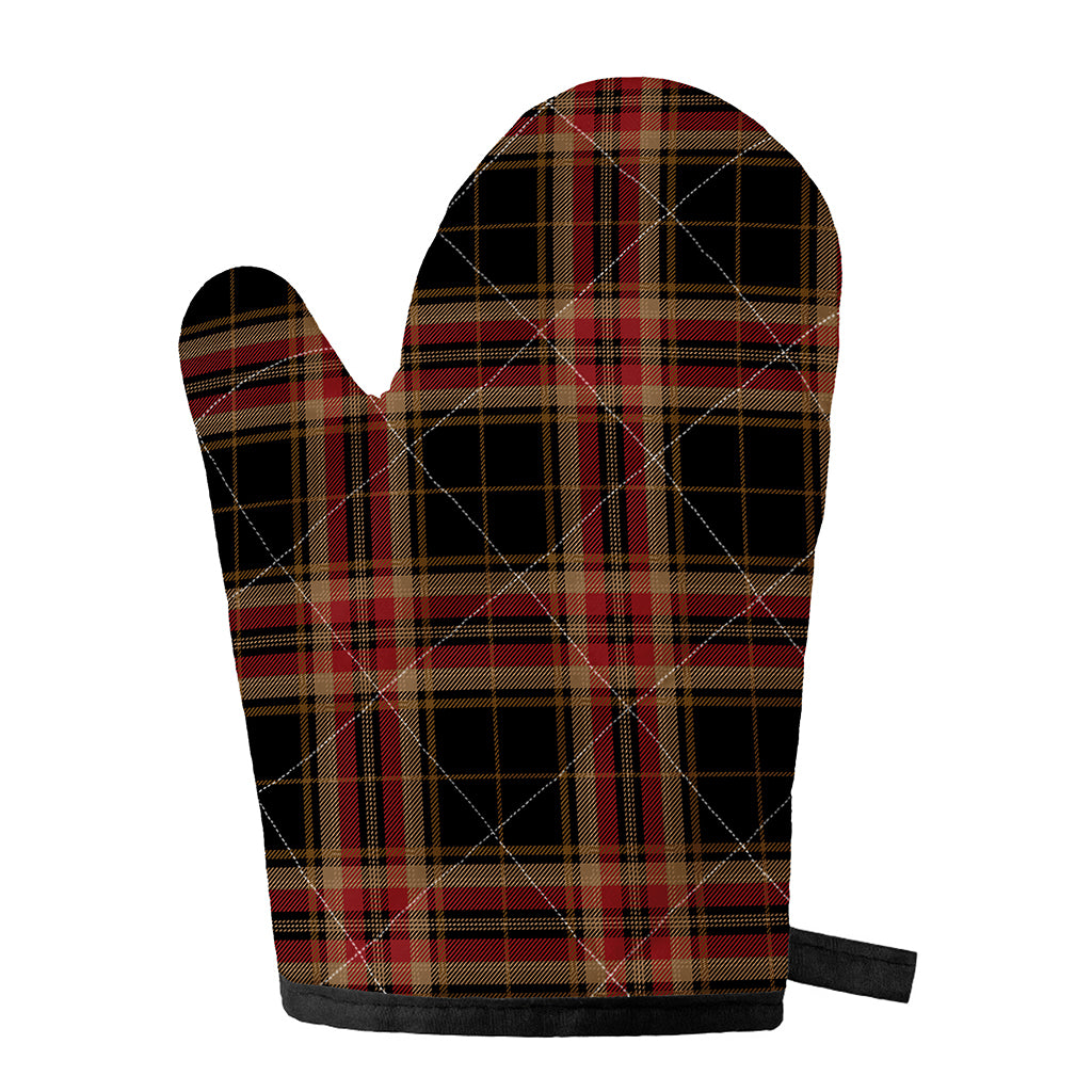 Black And Red Stewart Tartan Print Single Oven Mitt