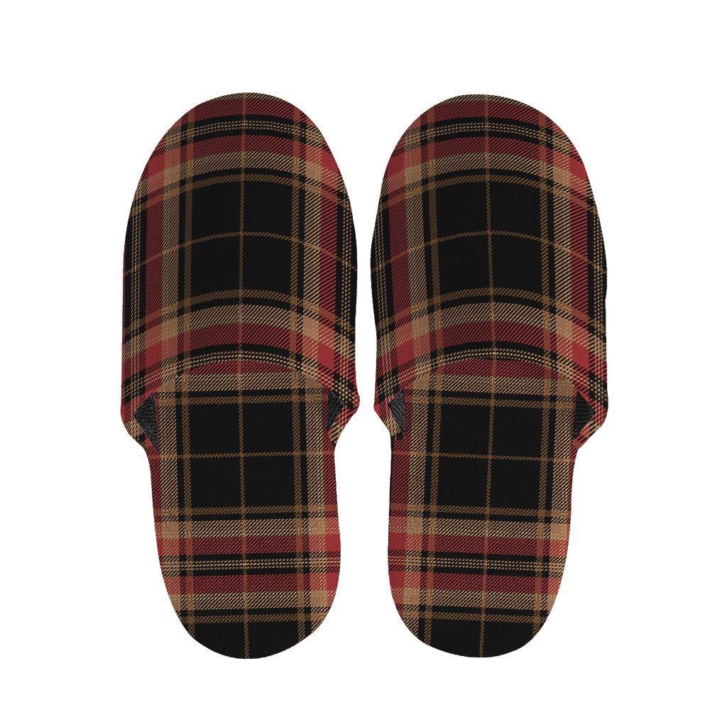Black And Red Stewart Tartan Print Slippers