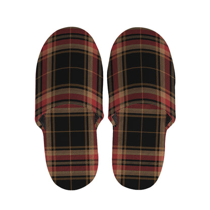 Black And Red Stewart Tartan Print Slippers