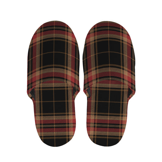 Black And Red Stewart Tartan Print Slippers