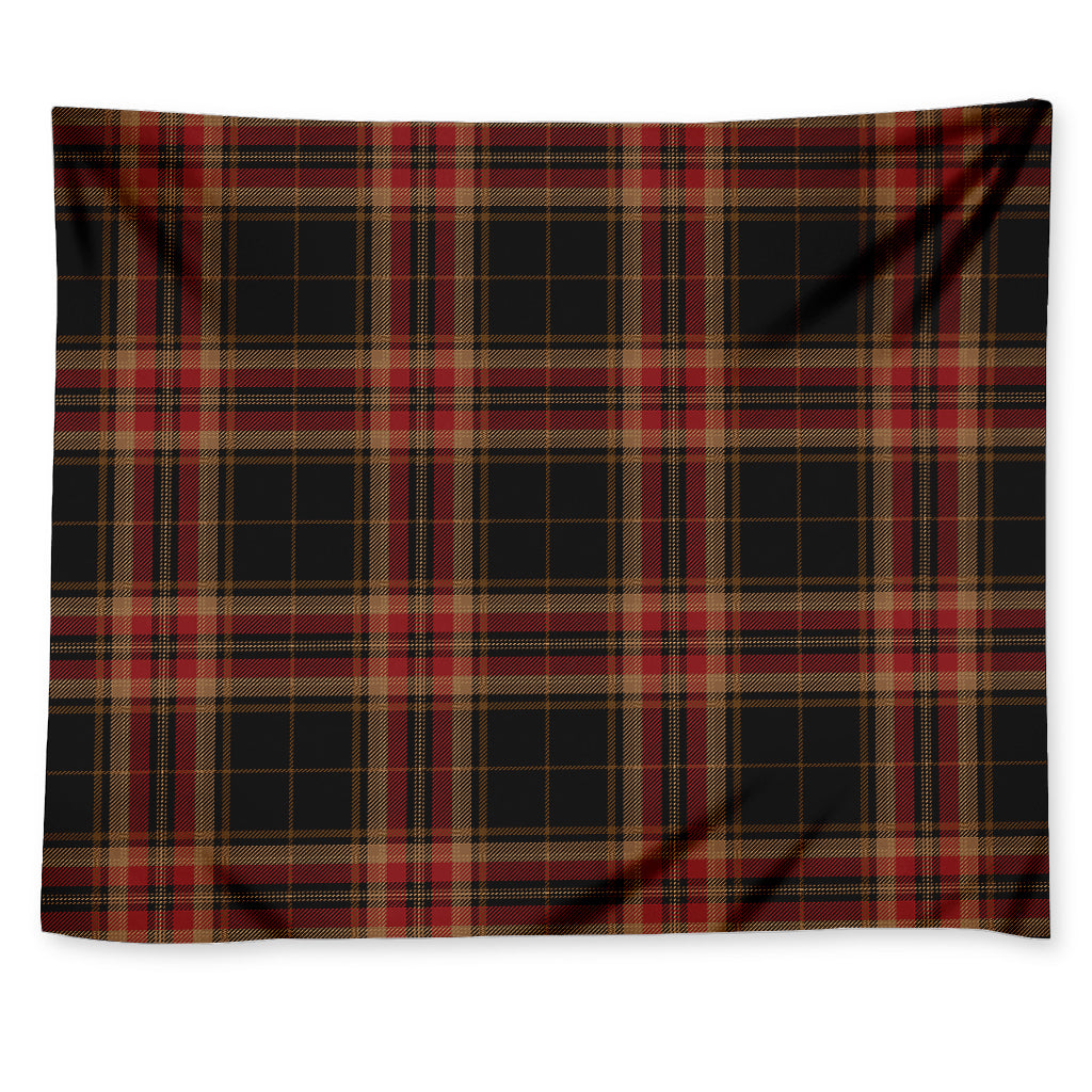 Black And Red Stewart Tartan Print Tapestry