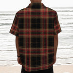 Black And Red Stewart Tartan Print Textured Short Sleeve Shirt