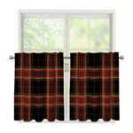 Black And Red Stewart Tartan Print Tier Curtains