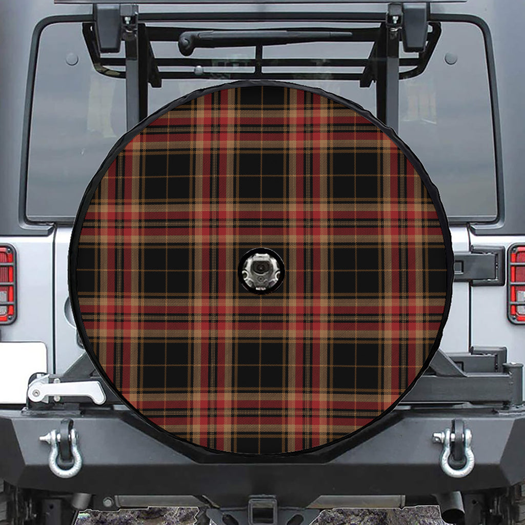 Black And Red Stewart Tartan Print Tire Cover With Camera Hole