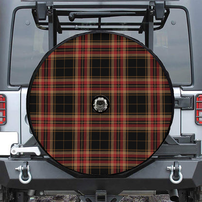 Black And Red Stewart Tartan Print Tire Cover With Camera Hole