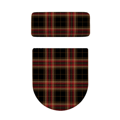 Black And Red Stewart Tartan Print Toilet Lid And Tank Cover Set