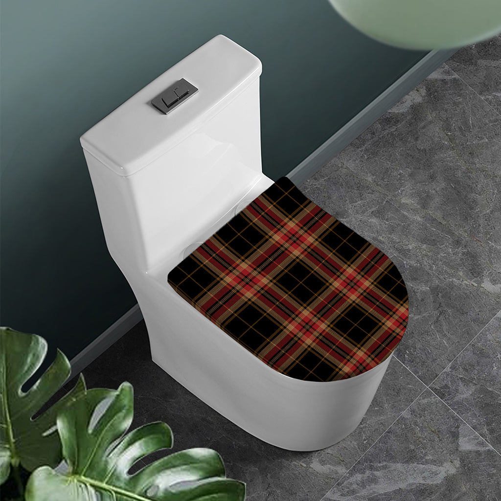 Black And Red Stewart Tartan Print Toilet Lid Cover