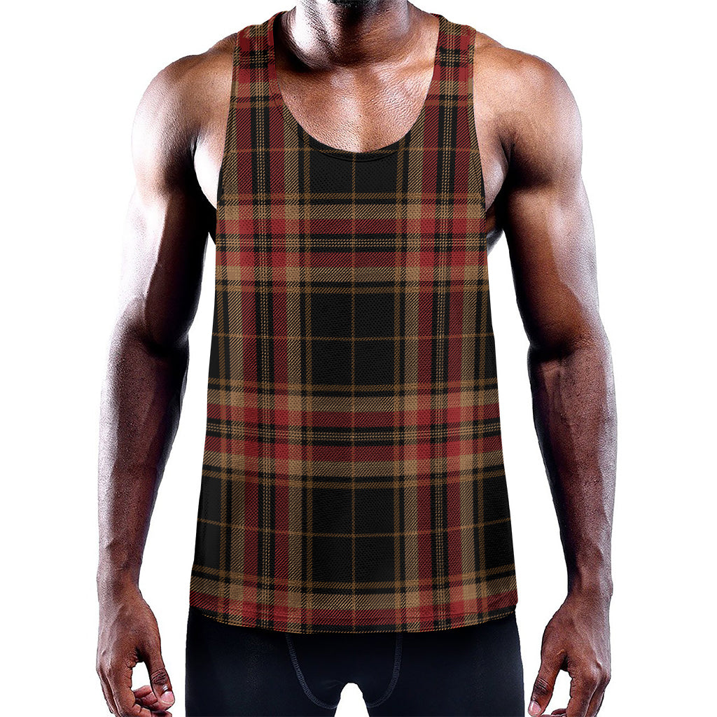 Black And Red Stewart Tartan Print Training Tank Top
