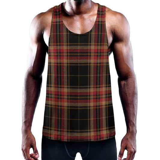 Black And Red Stewart Tartan Print Training Tank Top