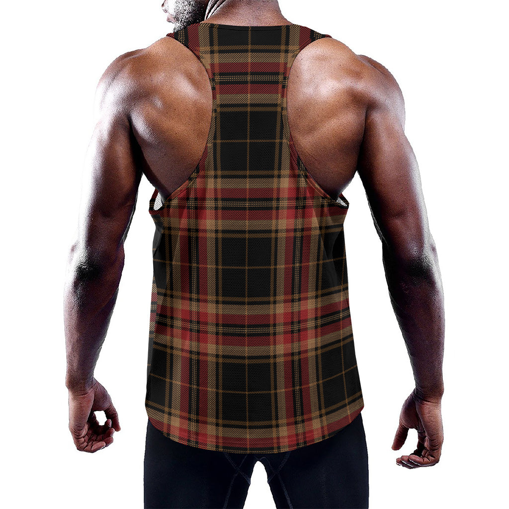 Black And Red Stewart Tartan Print Training Tank Top