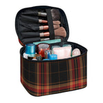 Black And Red Stewart Tartan Print Travel Makeup Bag