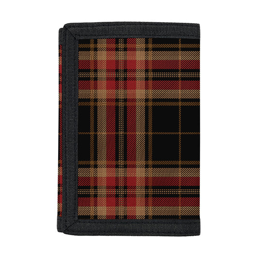 Black And Red Stewart Tartan Print Trifold Wallet