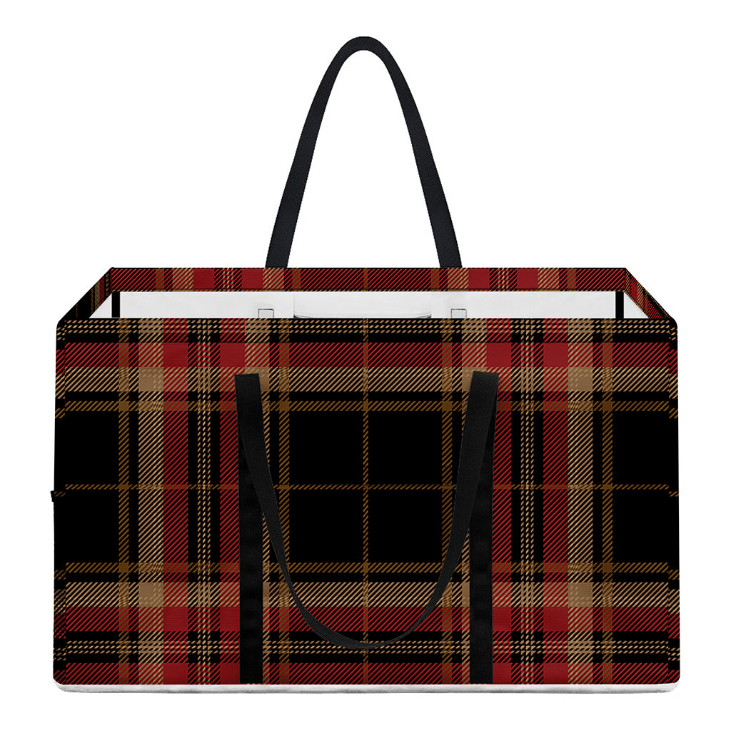 Black And Red Stewart Tartan Print Utility Tote Bag