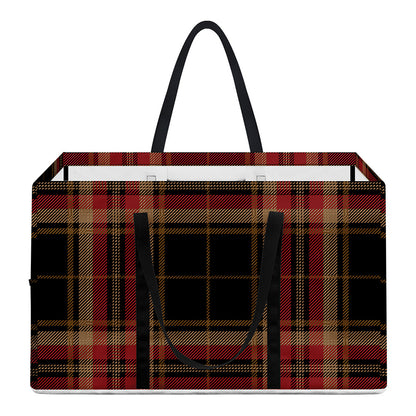 Black And Red Stewart Tartan Print Utility Tote Bag