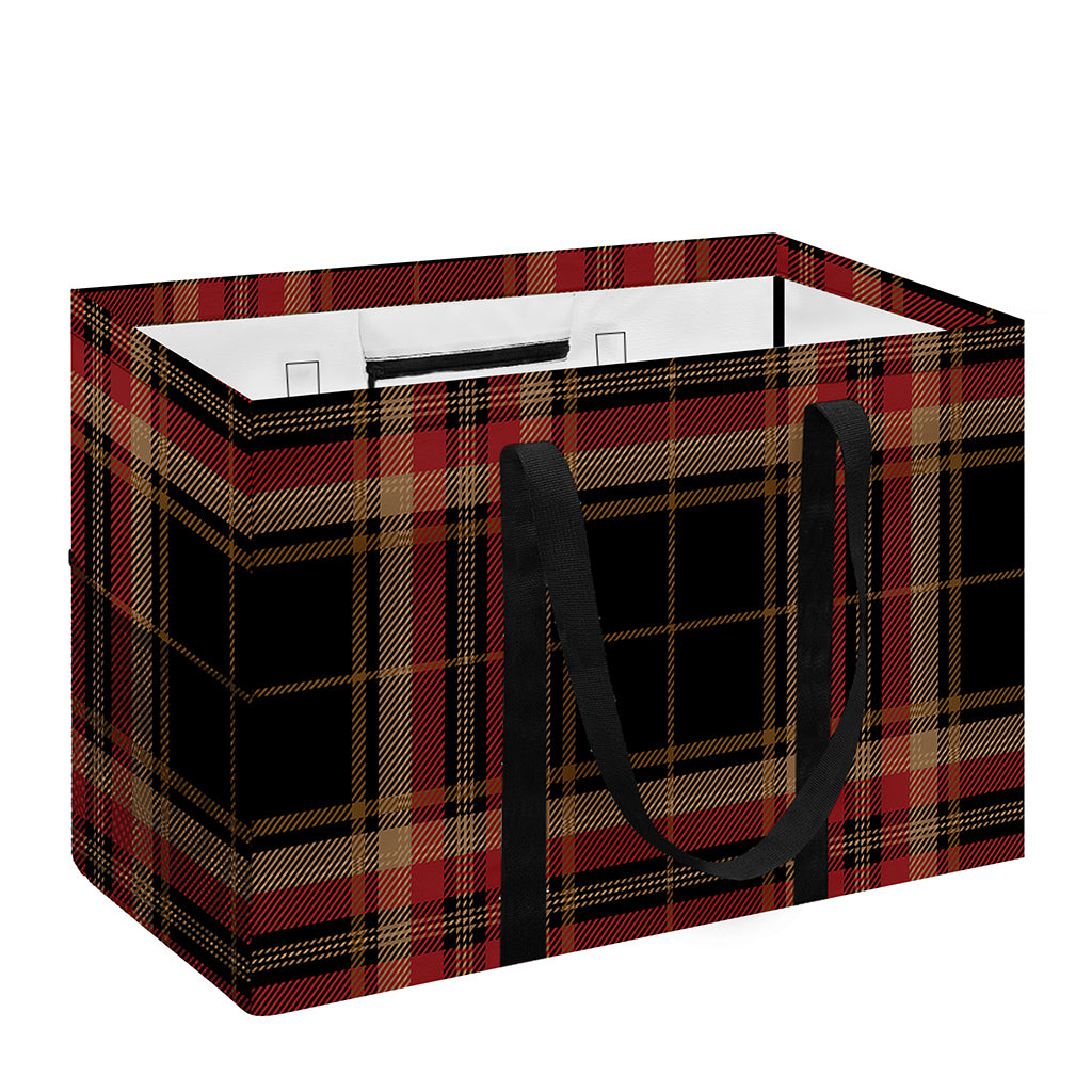 Black And Red Stewart Tartan Print Utility Tote Bag
