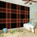 Black And Red Stewart Tartan Print Wall Sticker