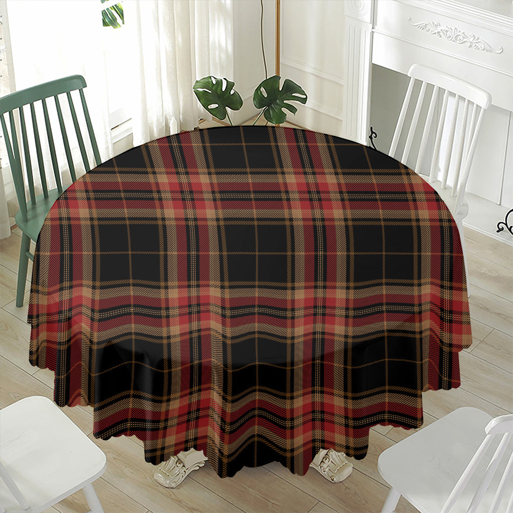 Black And Red Stewart Tartan Print Waterproof Round Tablecloth