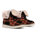 Black And Red Stewart Tartan Print Winter Boots