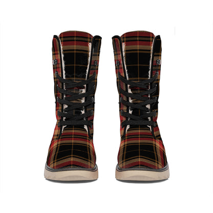Black And Red Stewart Tartan Print Winter Boots