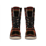 Black And Red Stewart Tartan Print Winter Boots