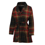 Black And Red Stewart Tartan Print Women's Bathrobe