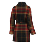 Black And Red Stewart Tartan Print Women's Bathrobe