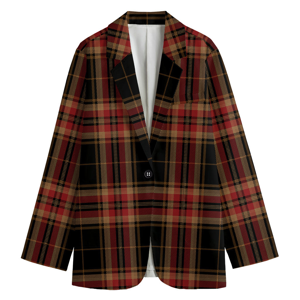 Black And Red Stewart Tartan Print Women's Blazer