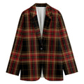 Black And Red Stewart Tartan Print Women's Cotton Blazer