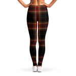 Black And Red Stewart Tartan Print Women's Leggings