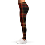 Black And Red Stewart Tartan Print Women's Leggings
