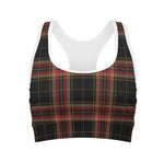 Black And Red Stewart Tartan Print Women's Sports Bra