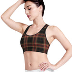 Black And Red Stewart Tartan Print Women's Sports Bra