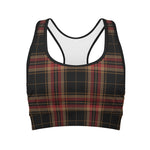 Black And Red Stewart Tartan Print Women's Sports Bra