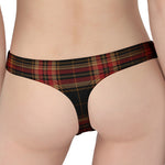 Black And Red Stewart Tartan Print Women's Thong