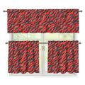 Black And Red Tiger Stripe Camo Print 3 Piece Kitchen Curtains