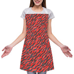 Black And Red Tiger Stripe Camo Print Adjustable Apron